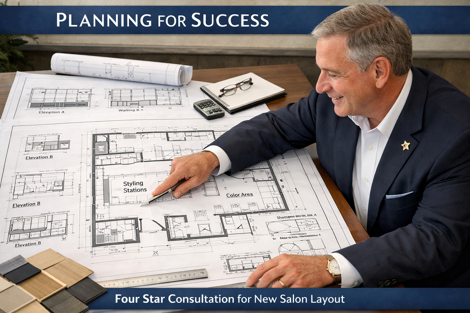Salon design plans and layout blueprints